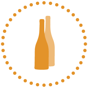 Icon von zwei orangenen Weinflaschen