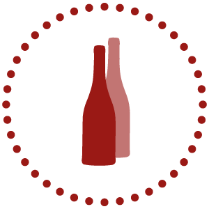 Icon von zwei tiefroten Weinflaschen