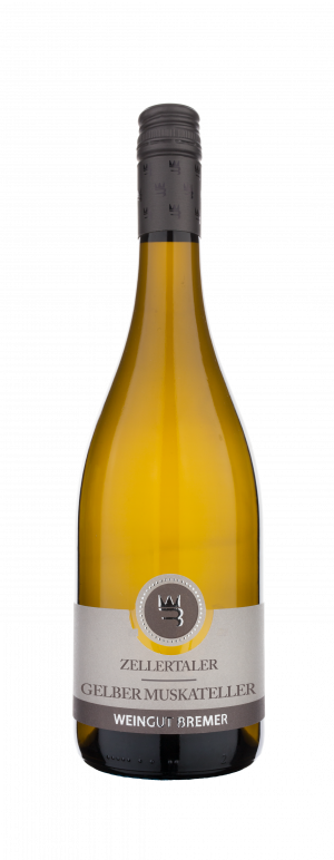 Gelber Muskateller Weißwein, hell leuchtend im Glas, mit intensivem Muskatduft, floralen Aromen und fruchtigen Noten von Zitrus und exotischen Früchten, frisch und aromatisch.